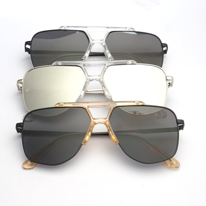Wholesale Large Frame Irregular Metal Frame PC Sunglasses